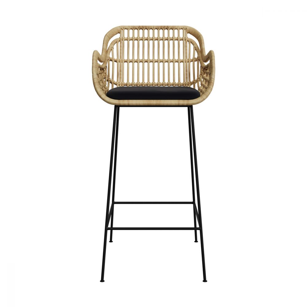 chaise de bar en rotin naturel et pieds en metal 71 cm chiloe