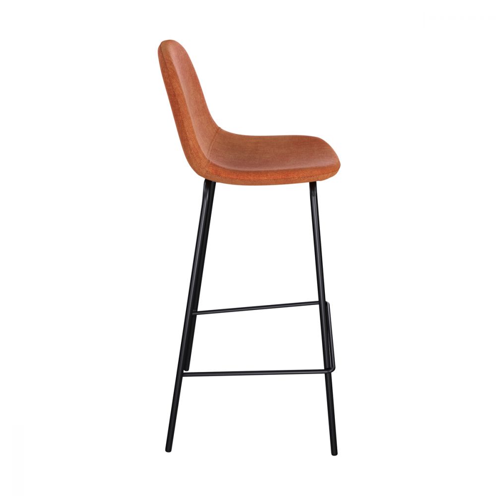 chaise de bar en tissu orange rouille pieds metal noir henrik