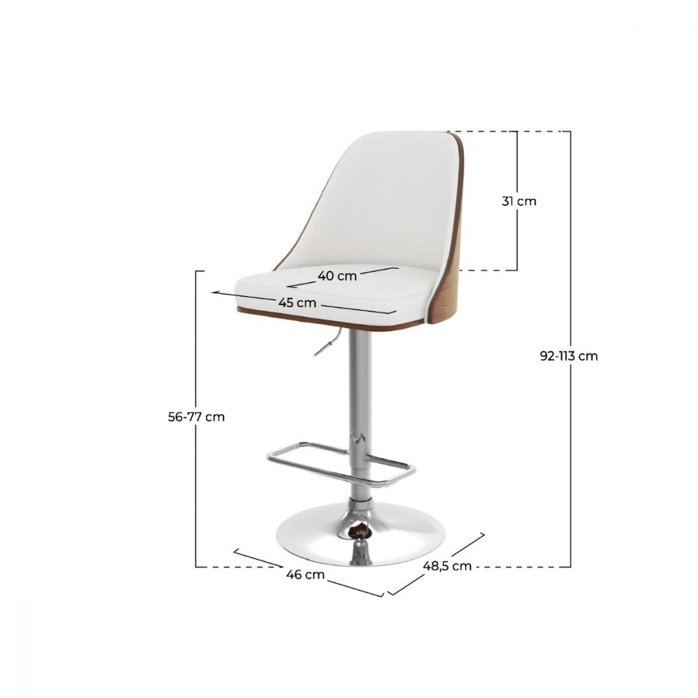 chaise de bar georges blanche reglable 56 57 cm