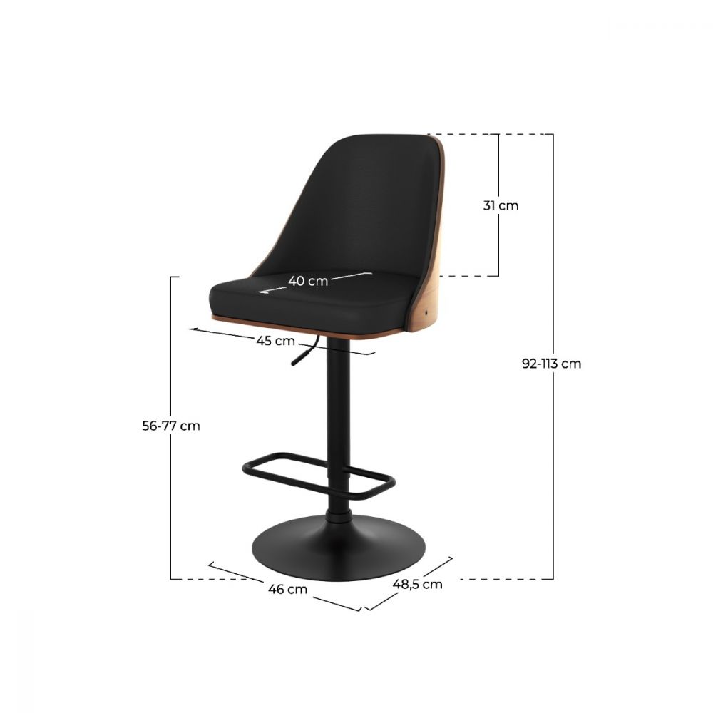 chaise de bar georges noire reglable 56 57 cm