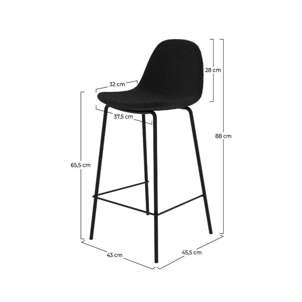 chaise de bar henrik en tissu noir lot_de_2