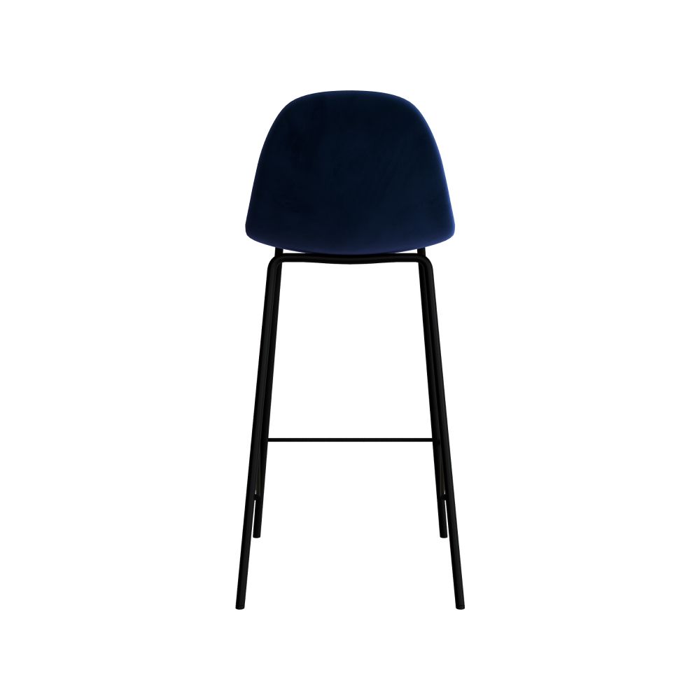 chaise de bar henrik pieds metal assise velours bleu fonce
                            