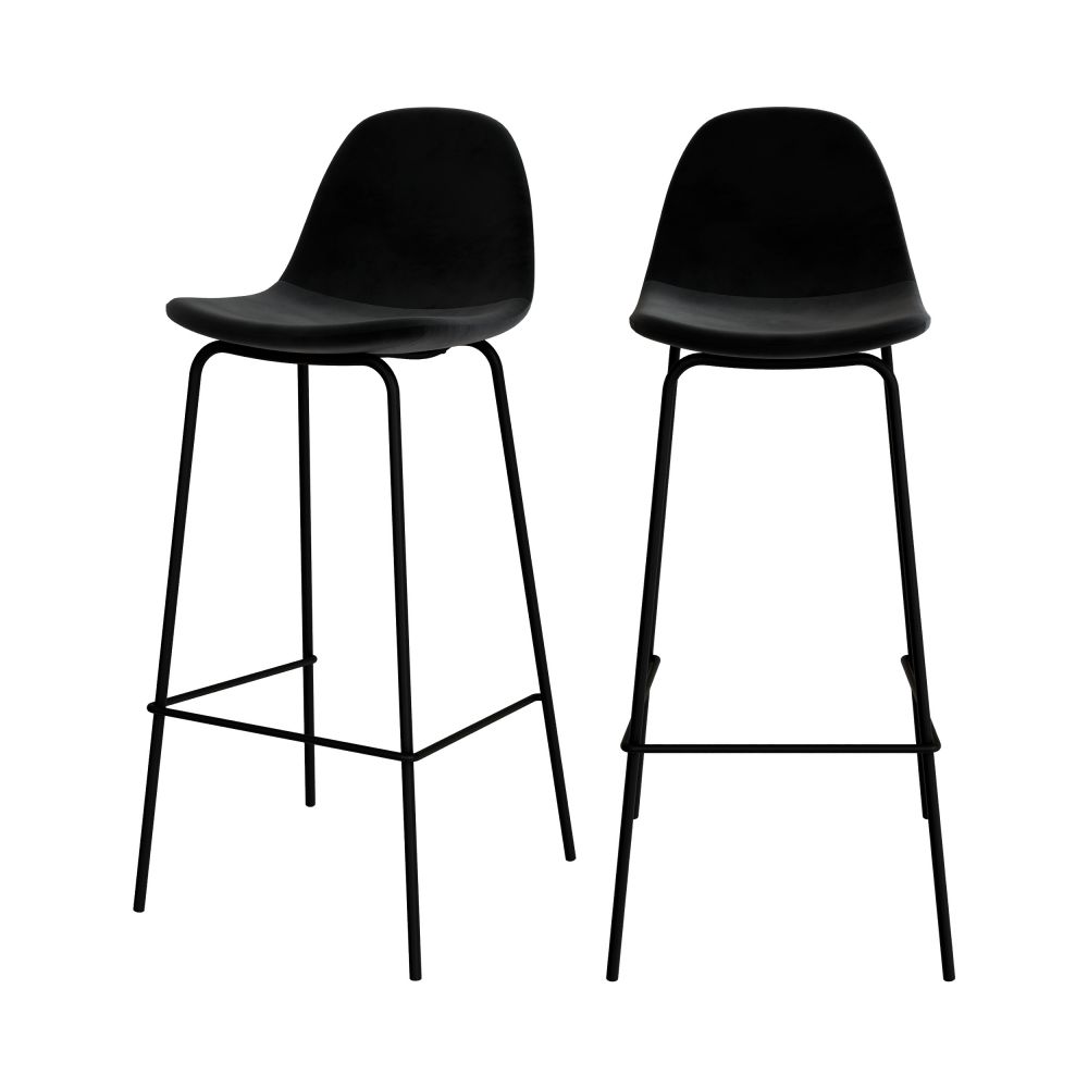 chaise de bar henrik velours noir 75cm