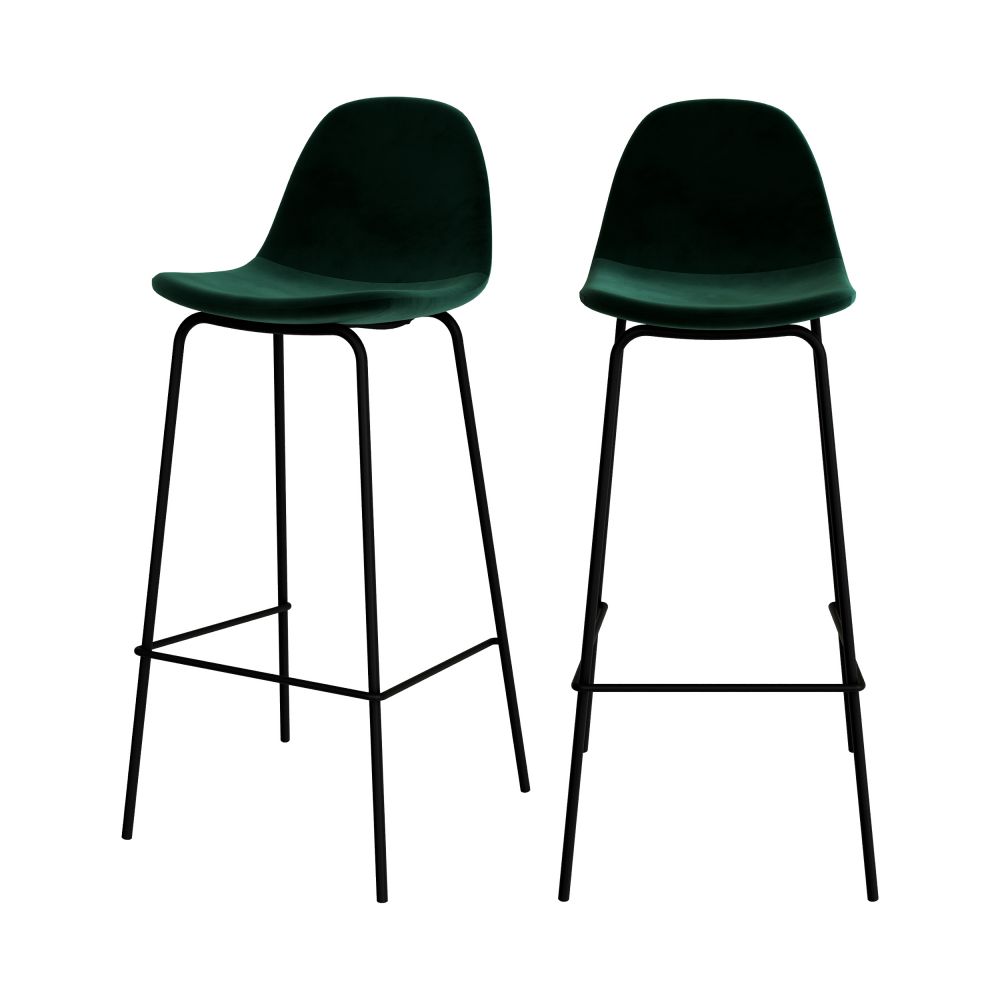chaise de bar henrik velours vert fonce 75cm
                            