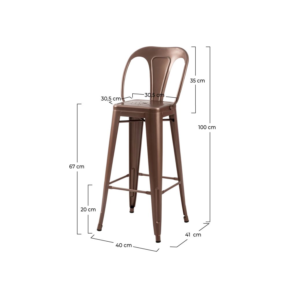 chaise de bar industrielle couleur cuivre 76 cm indus