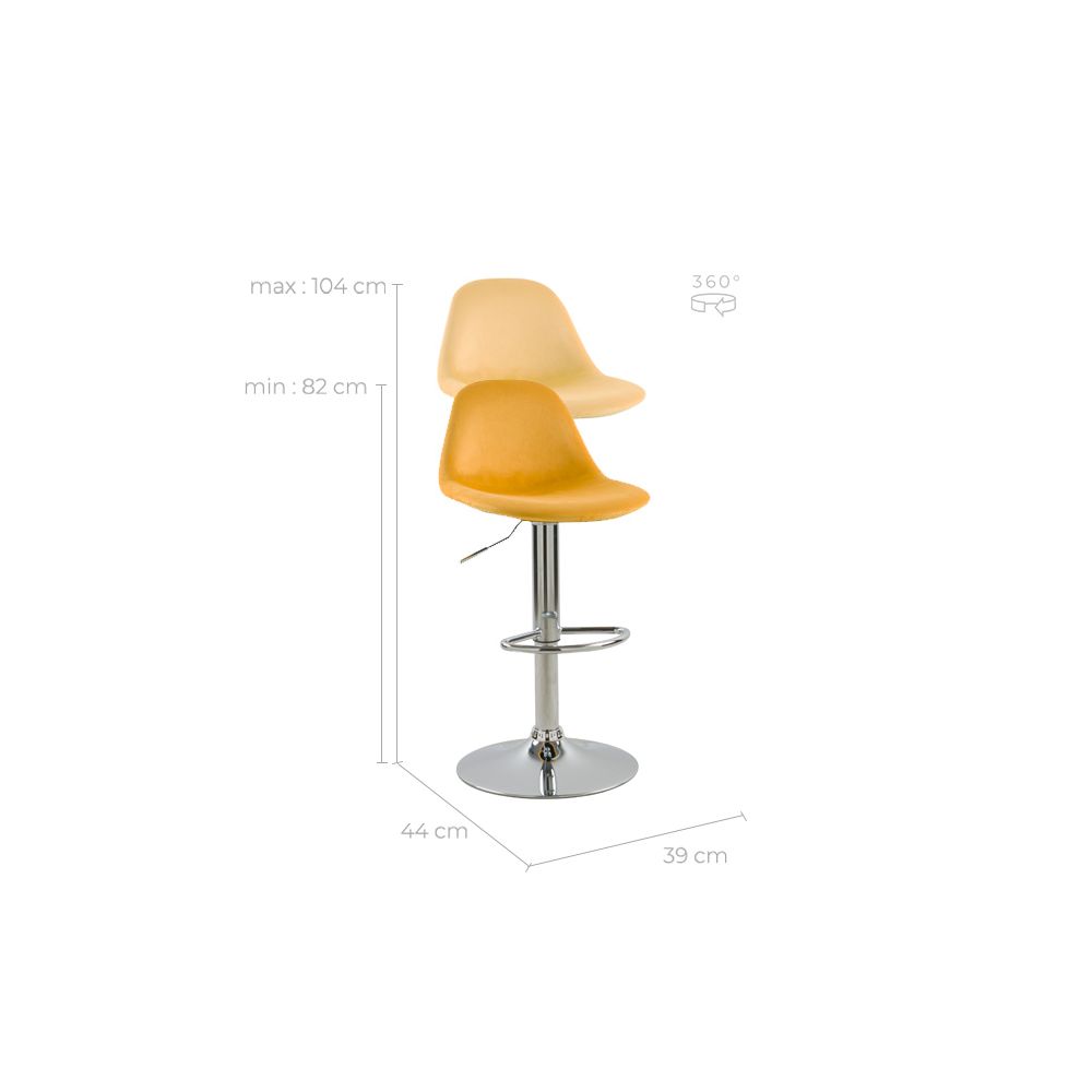 chaise de bar jaune velours bistrot et chrome