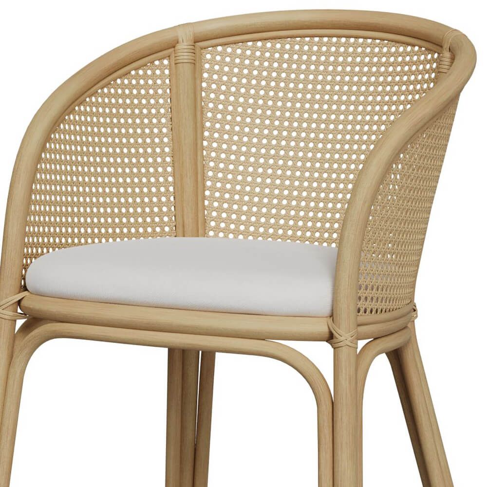 chaise de bar melana en rotin et tissu creme 72 cm