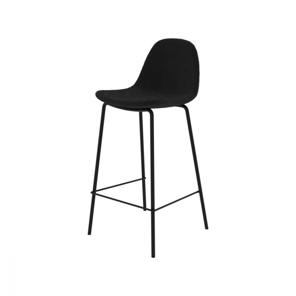 chaise de bar mi hauteur en tissu noir 65 cm lot de 2 henrik