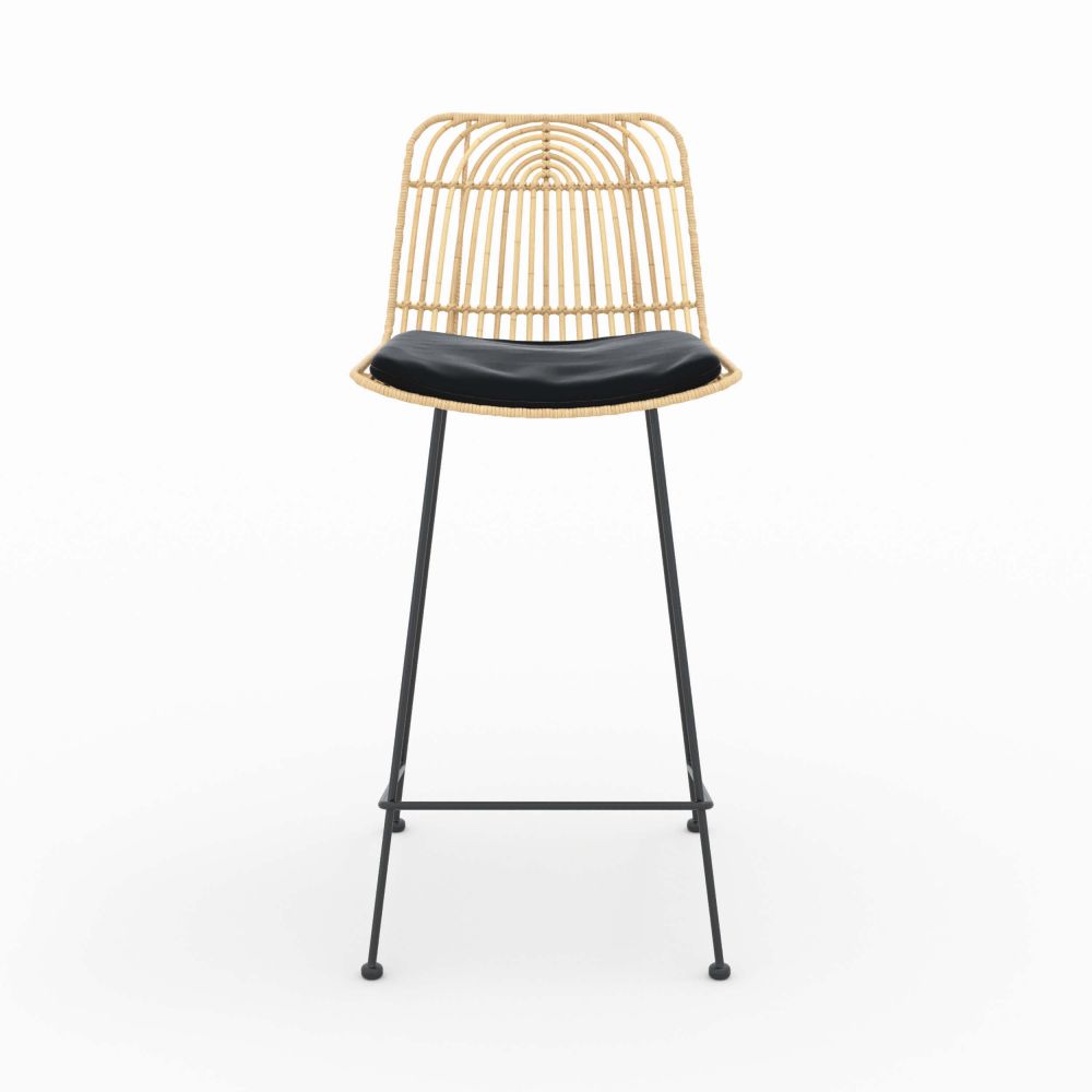 chaise de bar mi hauteur ilot metal rotin goa