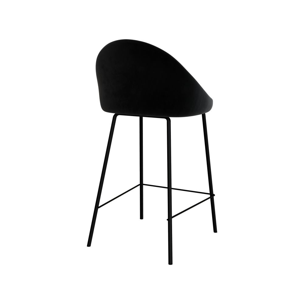 chaise de bar misty mi hauteur velours noir