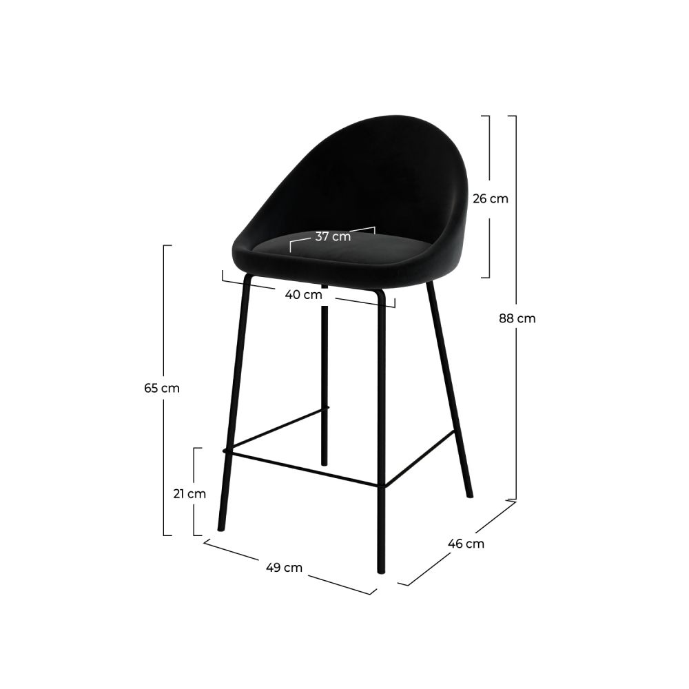 chaise de bar noire 65cm