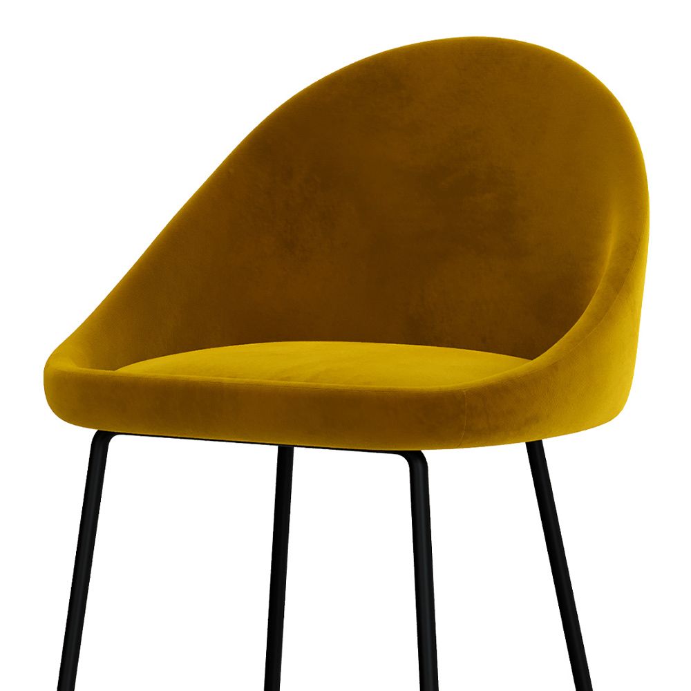 chaise de bar pieds metal noir velours jaune
                            