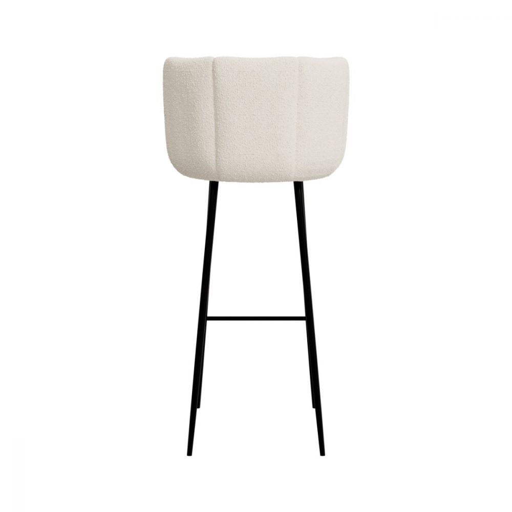 silla de bar rosy en tela de lazo beige y patas de metal