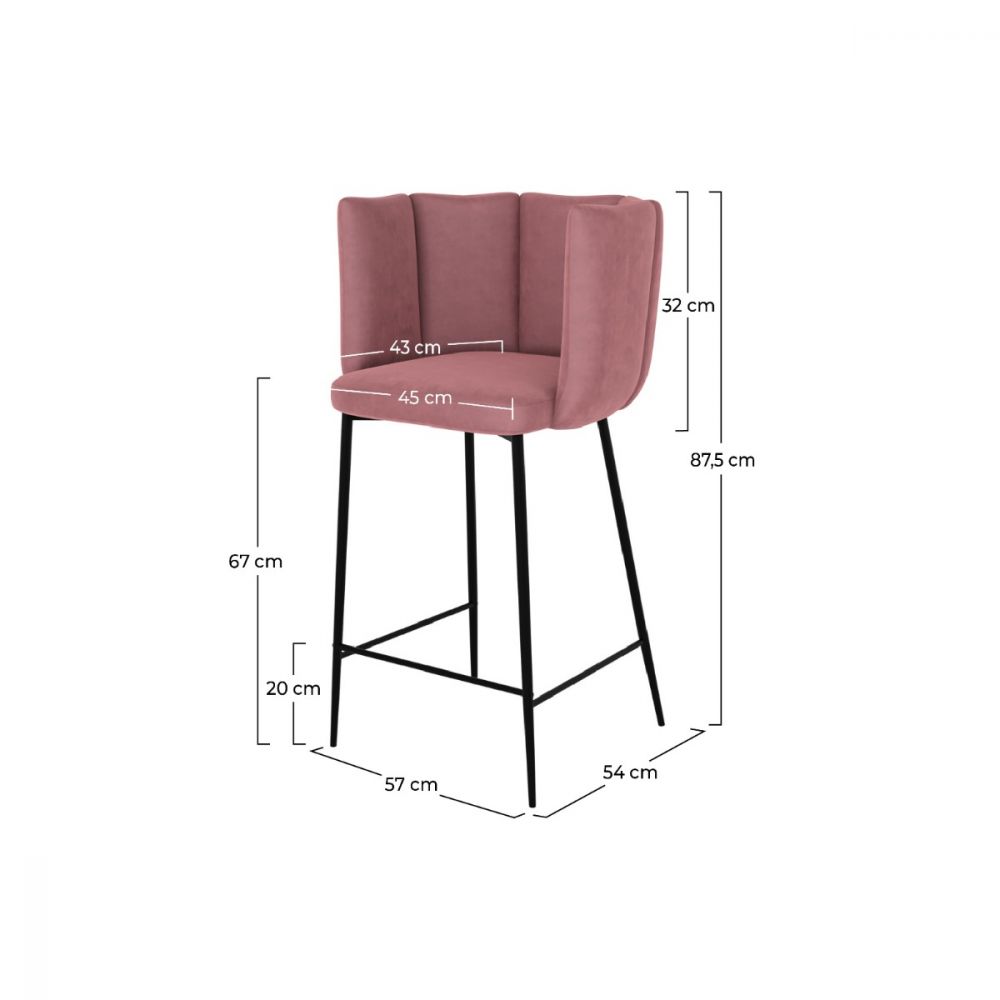 chaise de bar rosy rose 65 cm lot de 2
