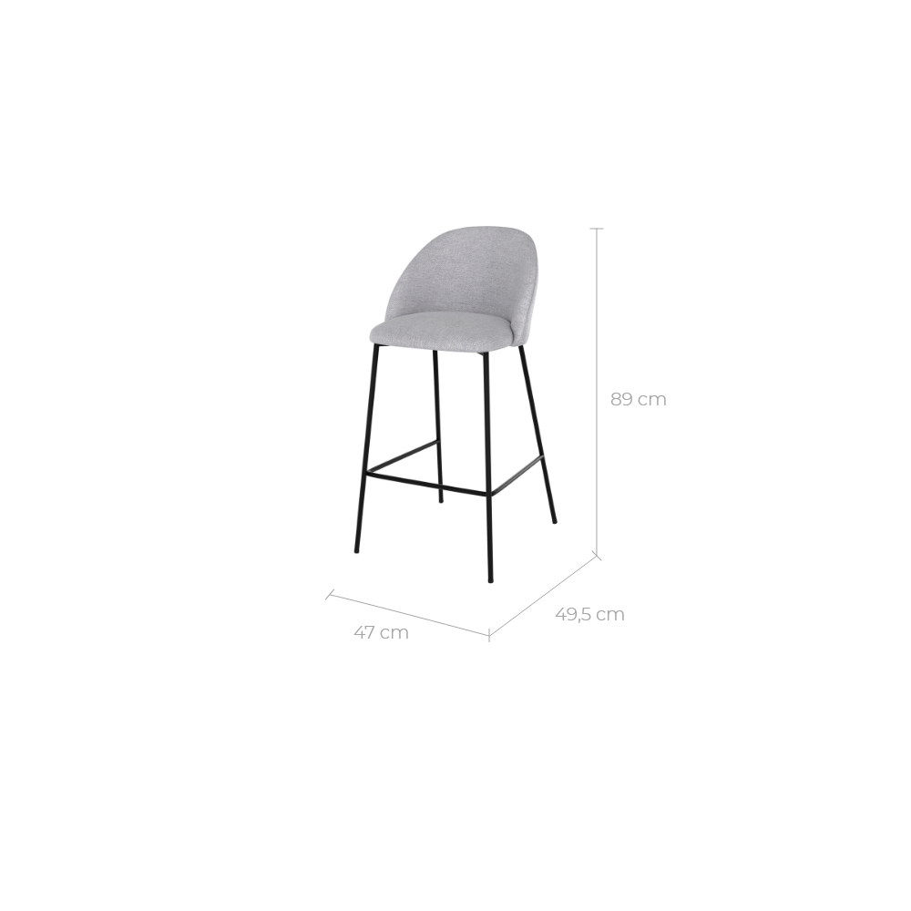 chaise de bar scandinave gris clair pieds metal noir karl