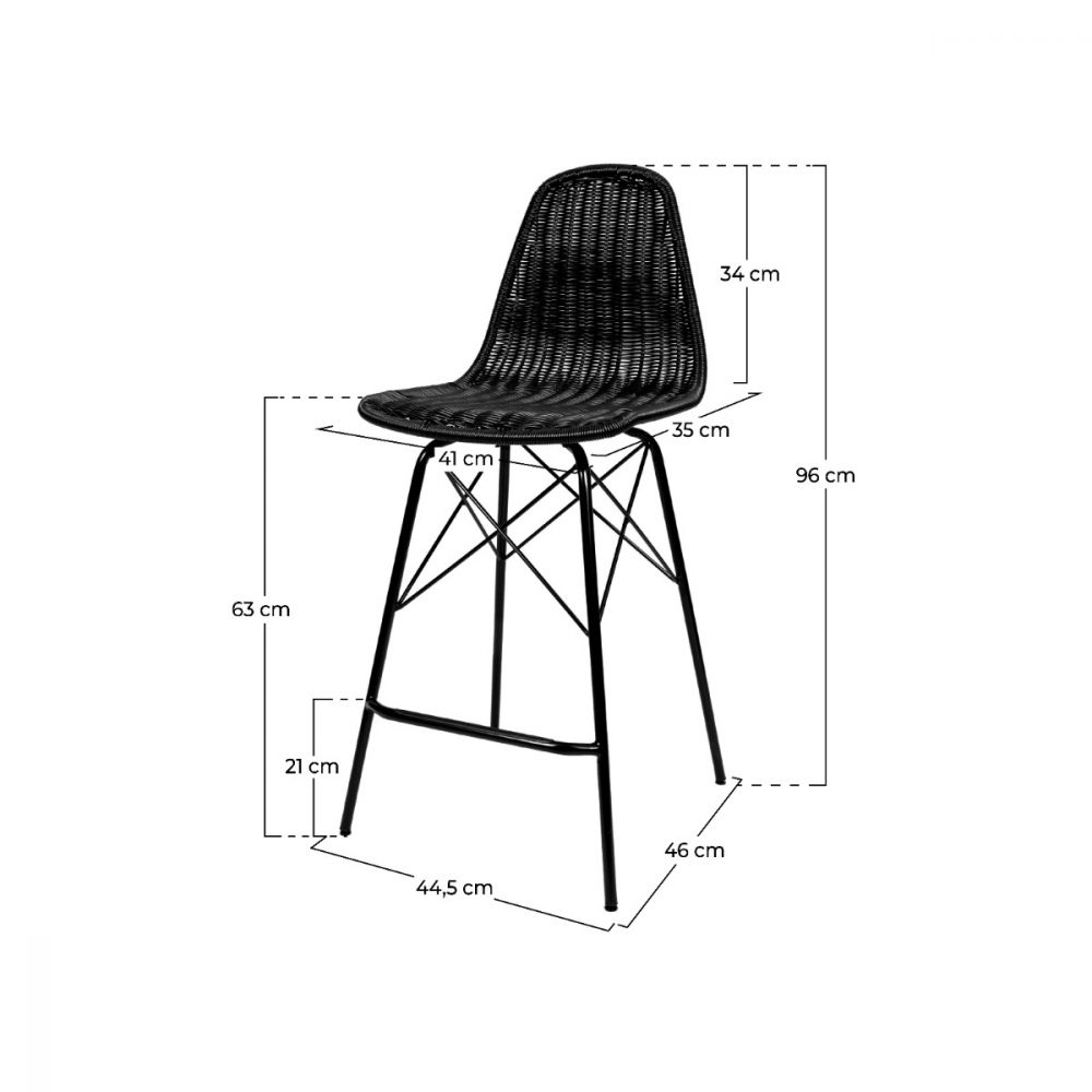chaise de bar tiptur en resine tressee noire 63 cm