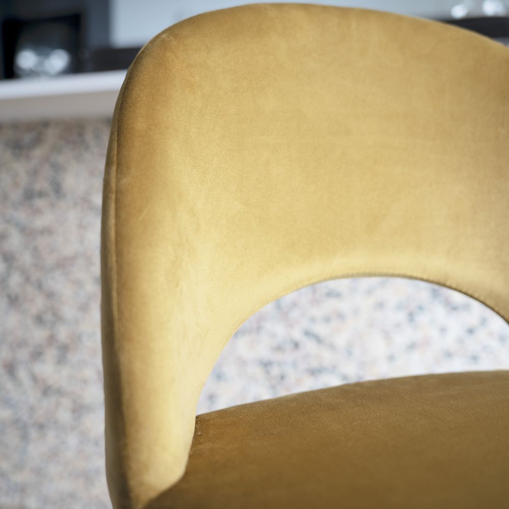 chaise de bar velours jaune 65 cm lot de 2 peneloppe