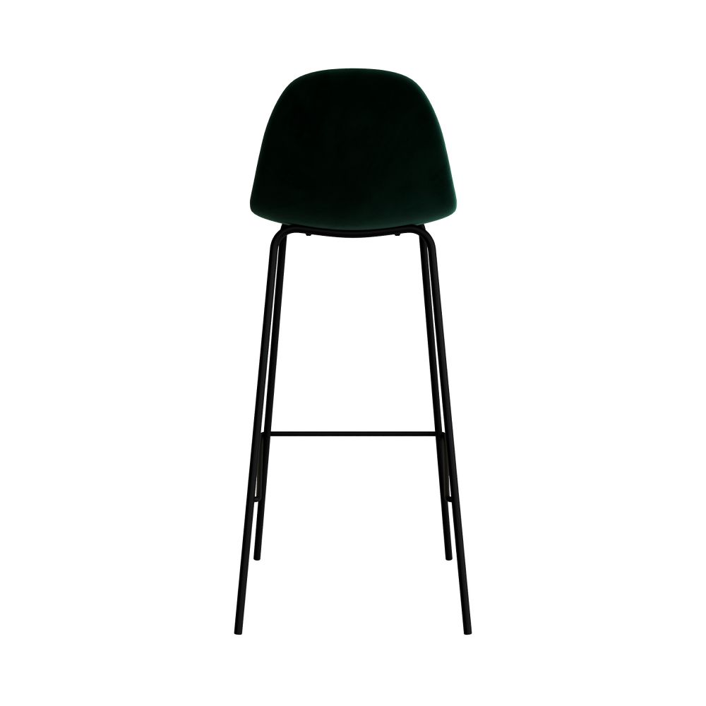 chaise de bar henrik velours vert fonce pied metal noir 75cm
                            