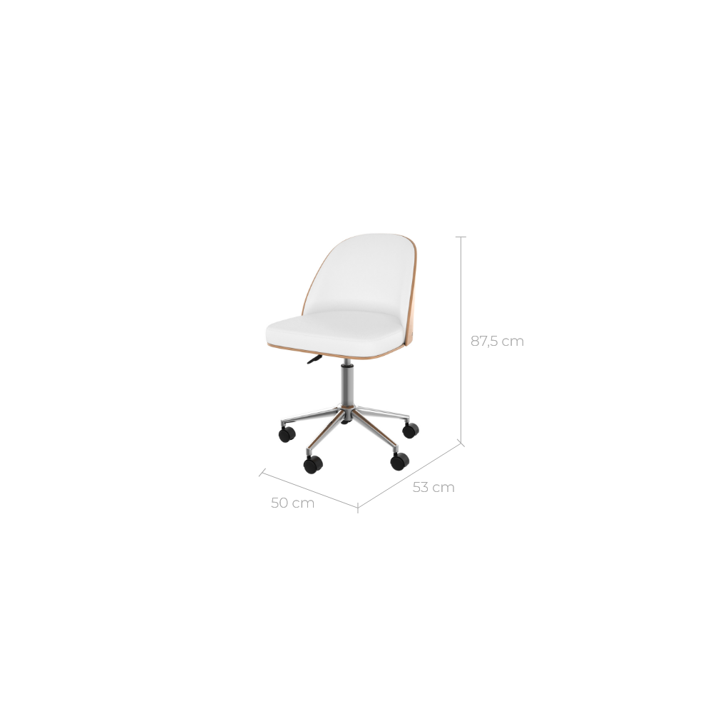 chaise de bureau confortable balthazar blanche et bois clair