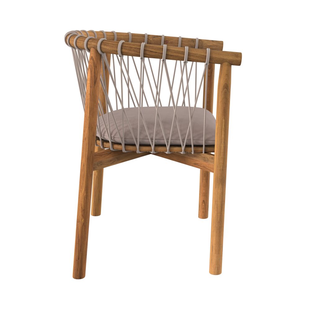 chaise de jardin en bois de teck yago et tissu gris clair