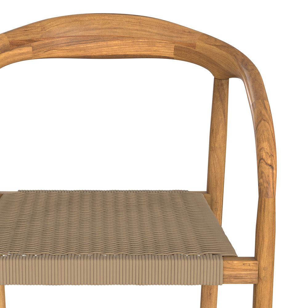 chaise de jardin lanza corde tressee grise bois de teck