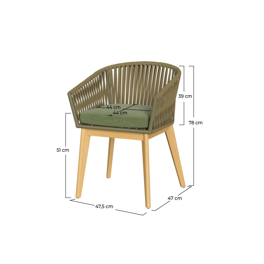 chaise de jardin olive en tissu vert et bois acacia