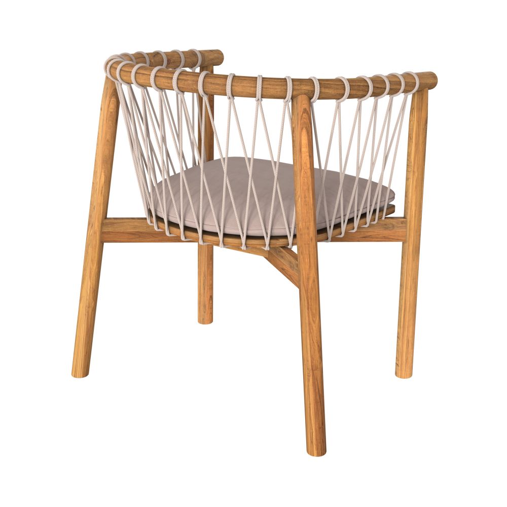 chaise de jardin yago en bois de teck et tissu gris clair