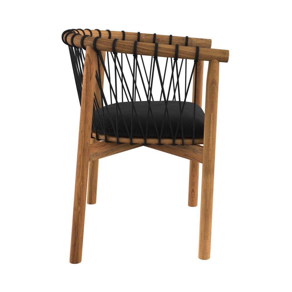 chaise de jardin yago en bois de teck et tissu noir