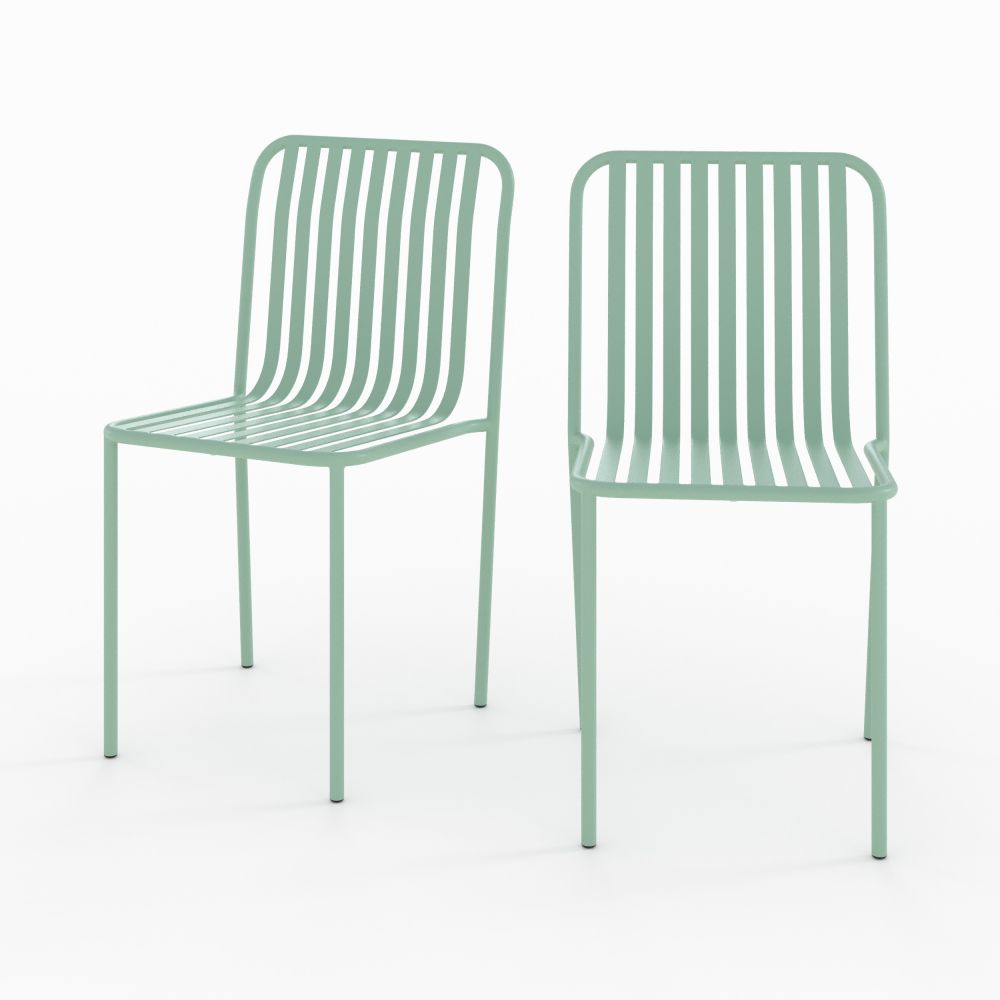 chaise de jardin yumi en metal vert lot de 2