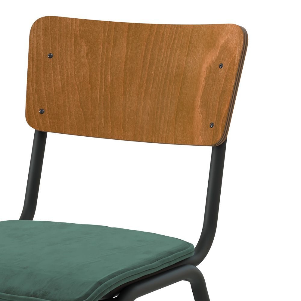 chaise ecolier nico bois fonce velours vert