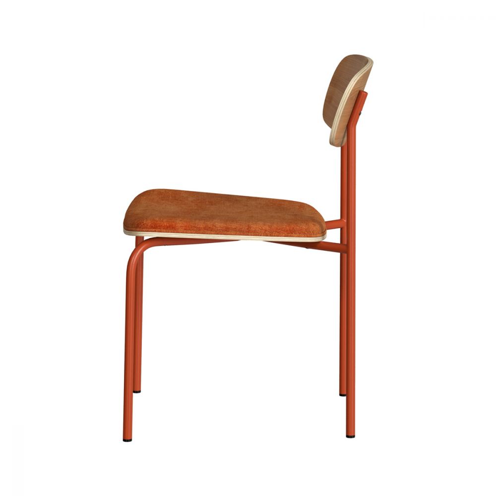 chaise ecolier orange et bois clair louna