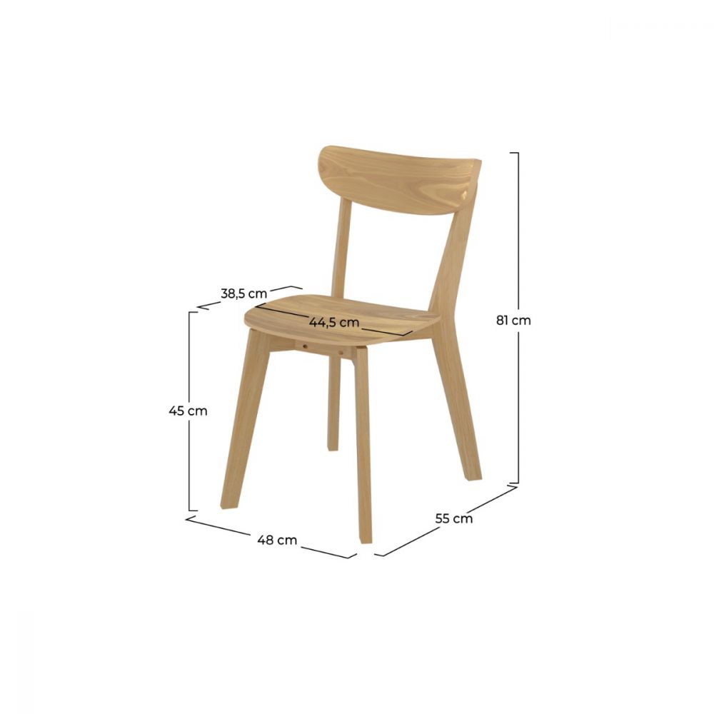 chaise en bois clair tabata lot de 2 en bois de frene