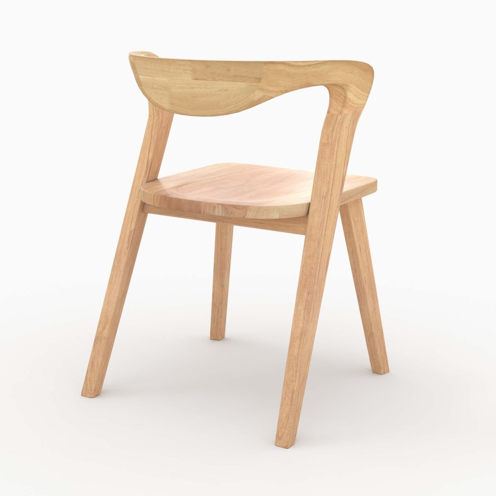 chaise en bois d hevea clair dossier asymetrique vega