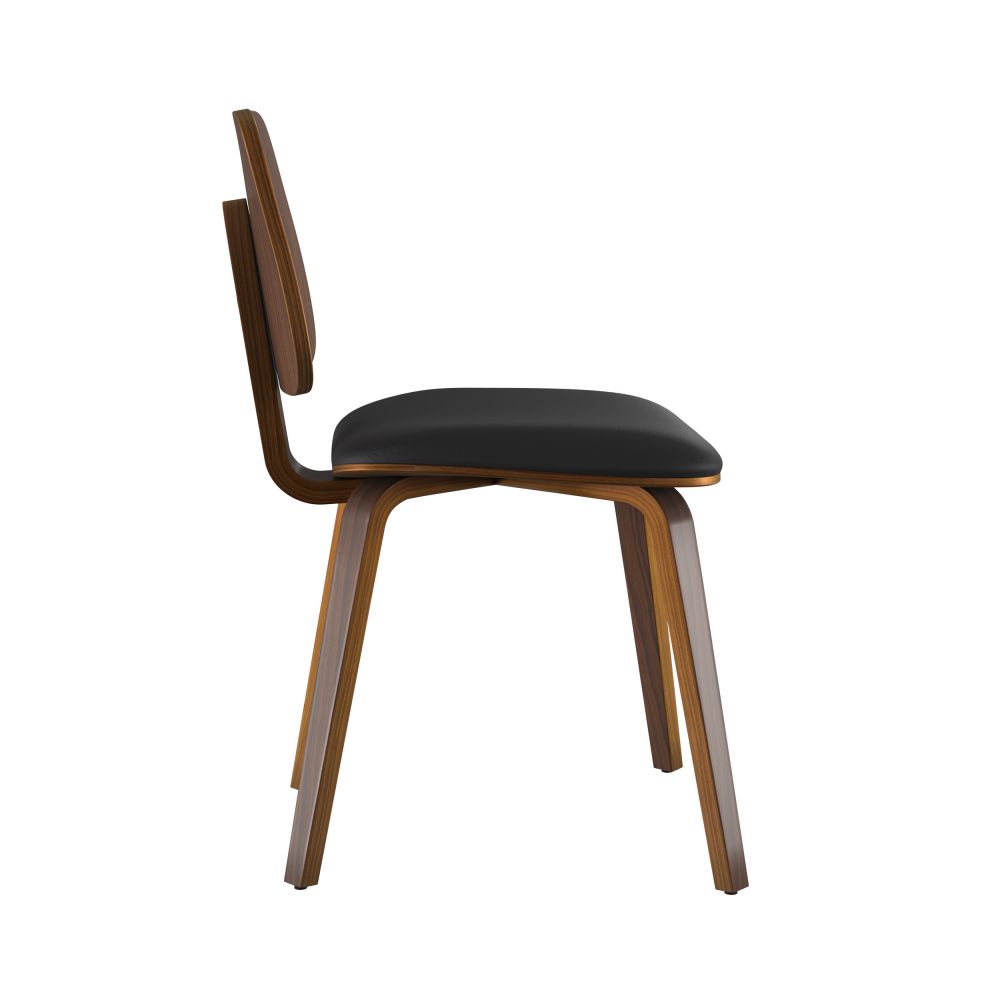 chaise en bois de noyer tissu noir flow