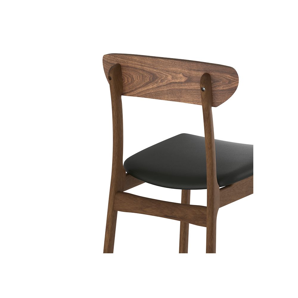 chaise en cuir synthetique noir et bois clair lot de 2 lana