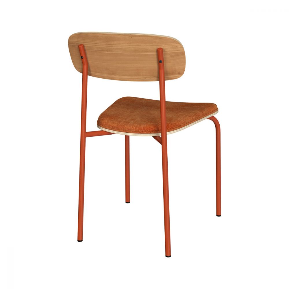 chaise en metal orange et bois clair vintage louna