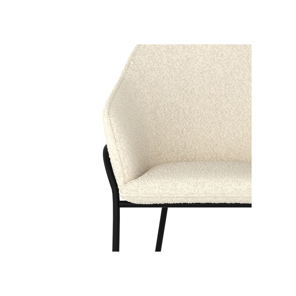 chaise en tissu blanc et pieds en metal noir toscane