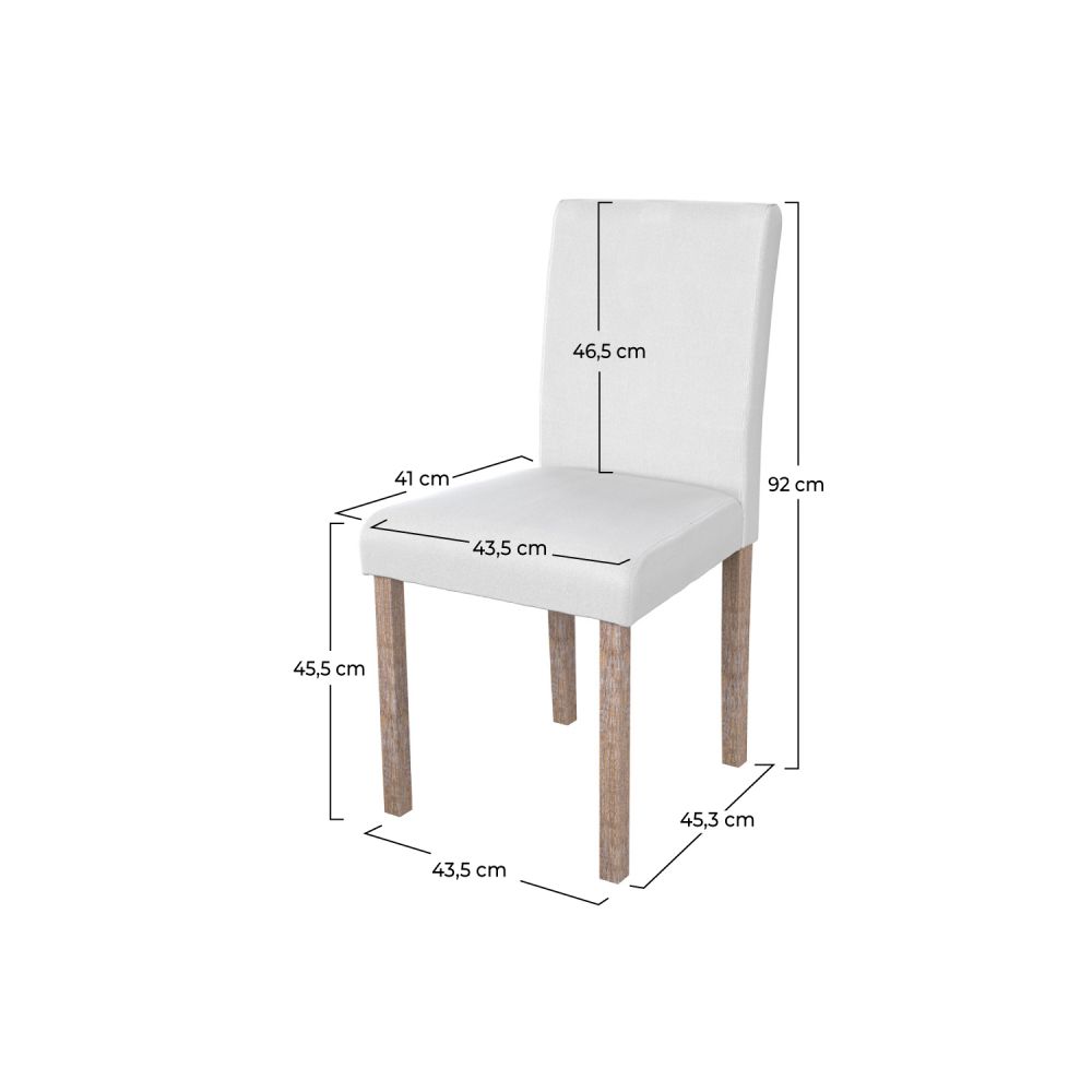chaise en tissu blanc pieds en bois de chene lot de 2