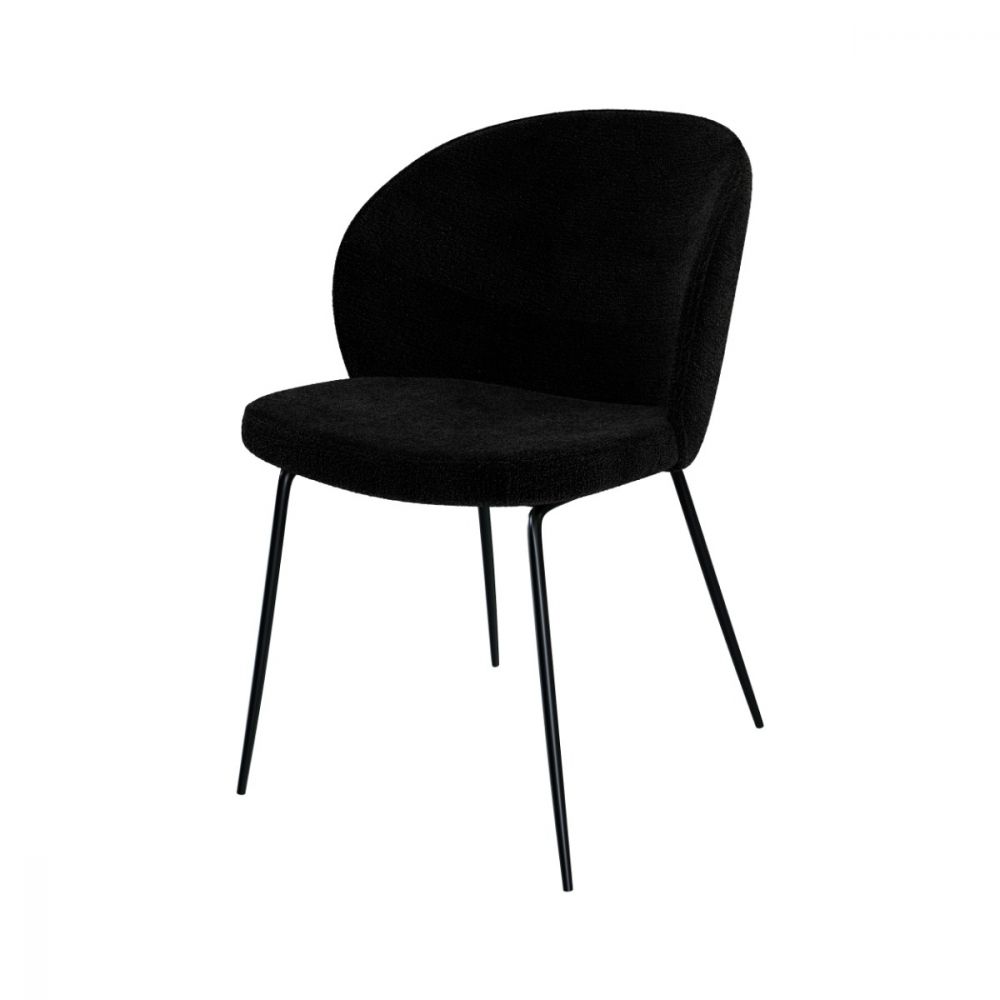 chaise en tissu boucl_ noir lot de 2 groom