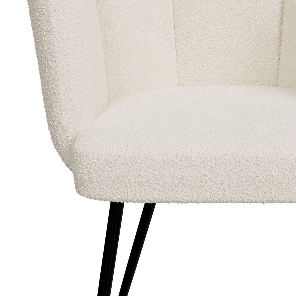 chaise en tissu boucle beige et pieds en metal lot de 2 cosette