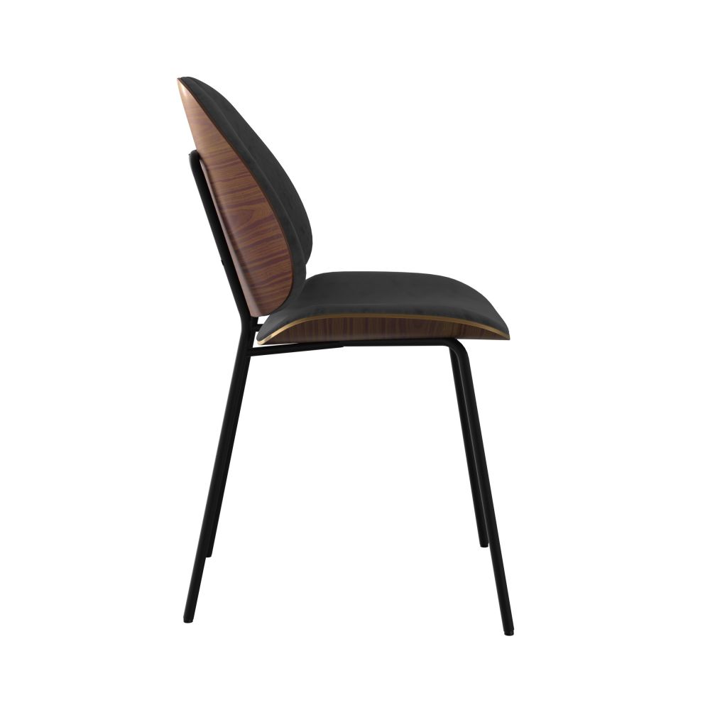chaise en velours noir et bois coccinelle