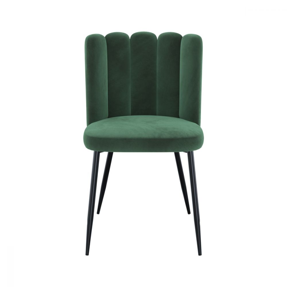 chaise en velours vert et pieds en m_tal rosy