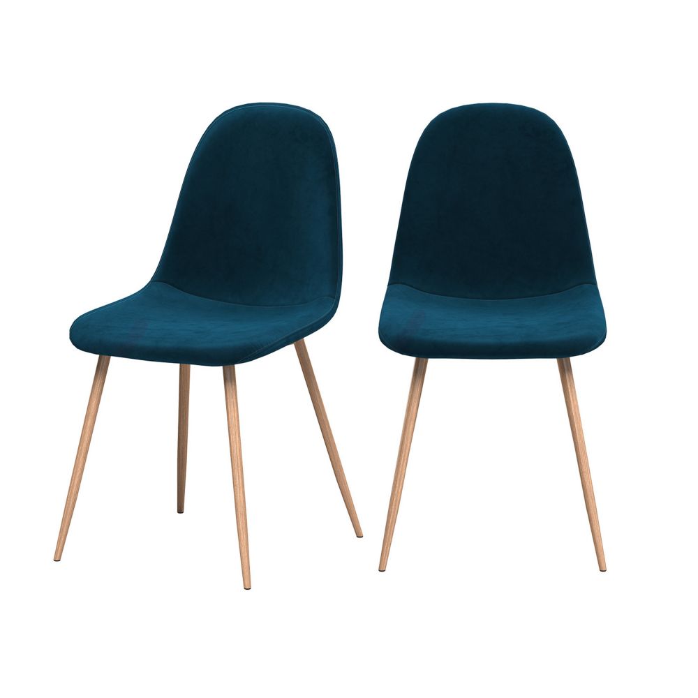 chaise fredrik bleue lot de 2 velours