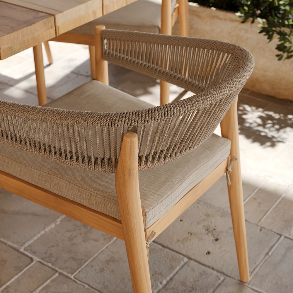 chaise izia de jardin en tissu beige bois acacia zoom