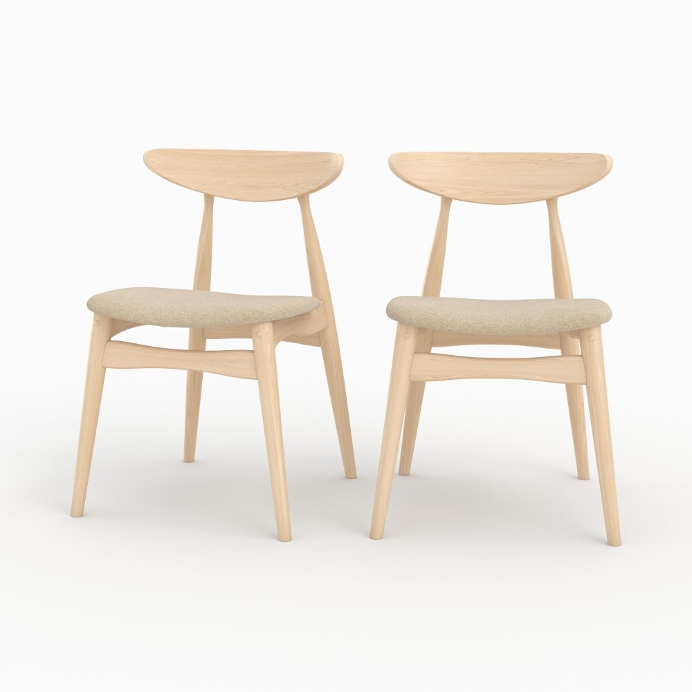 chaise josette tissu beige et bois clair