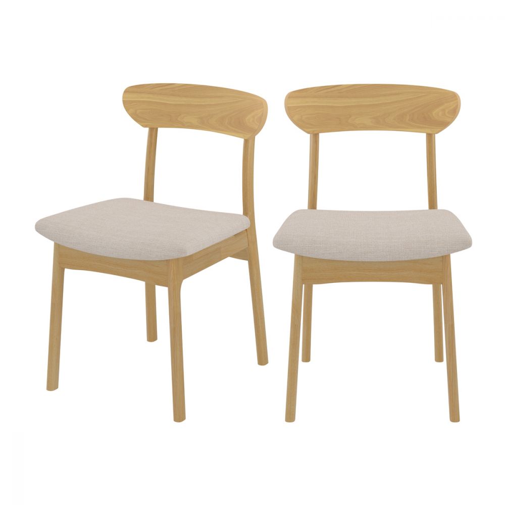chaise lana en tissu beige et bois clair