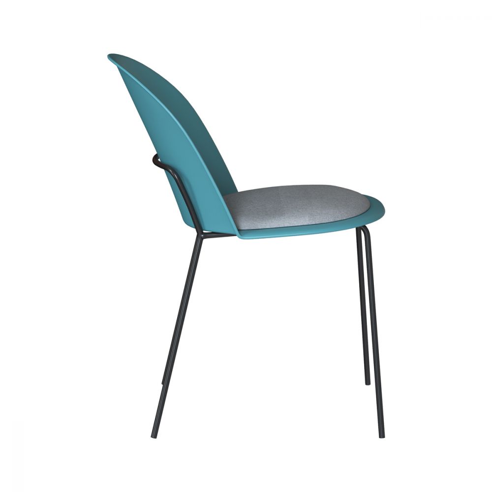 chaise lot de 2 confortable bleue turquoise assise grise lulu