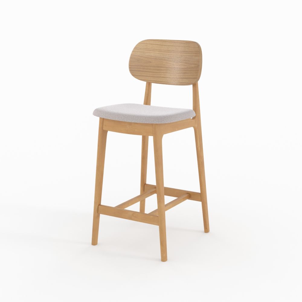 chaise pour ilot central 66 cm en bois clair et tissu beige lot de 2 charlize