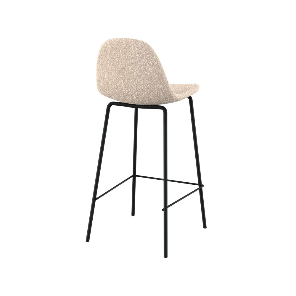 chaise pour ilot central en tissu boucle beige pieds metal noir henrik lot de 2