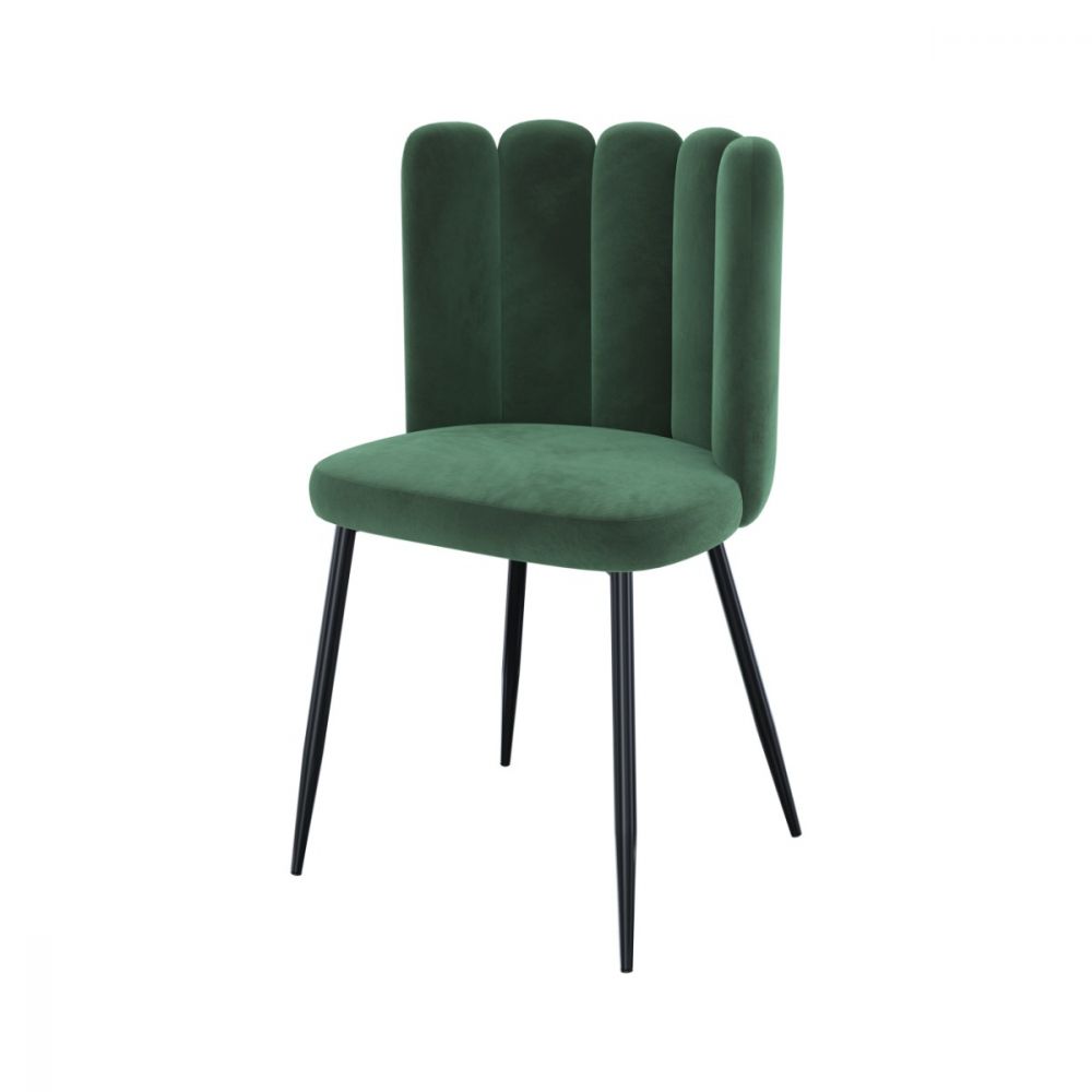 chaise rosy en velours vert et pieds en m_tal